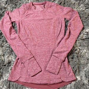 Lululemon Women's Long Sleeve Heathered Pink Active Top